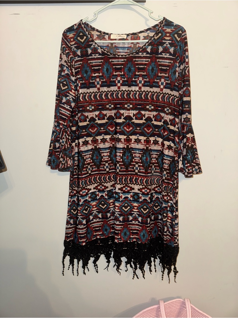 Aztec-Print Fringe Hem Women's dress